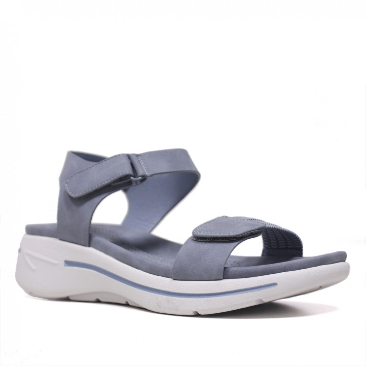 Sandalias cuña azules cogidos con velcro - Querol online