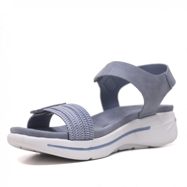 Sandalias cuña azules cogidos con velcro - Querol online