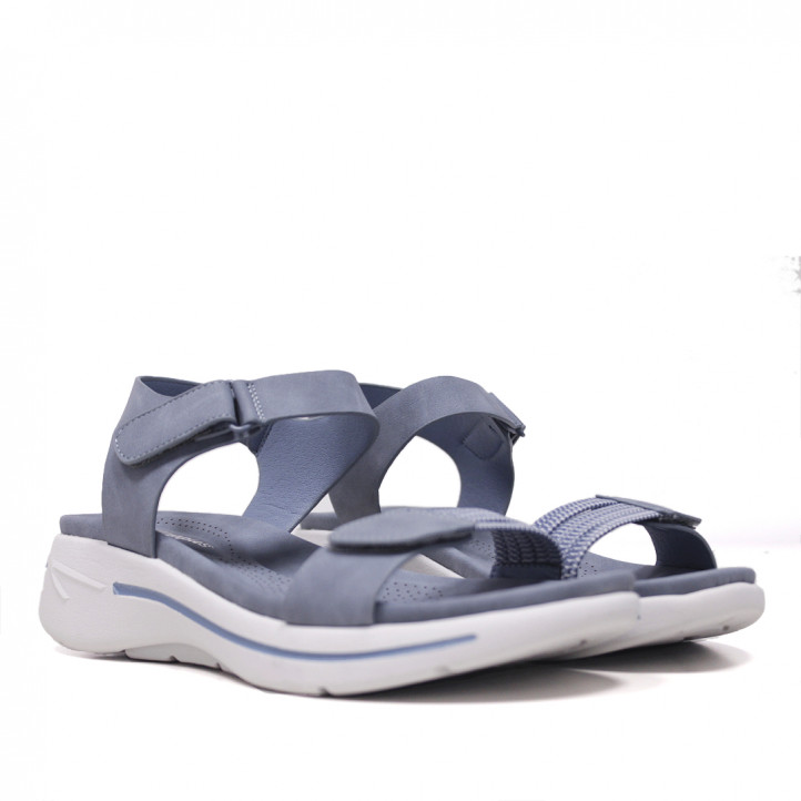 Sandalias cuña azules cogidos con velcro - Querol online