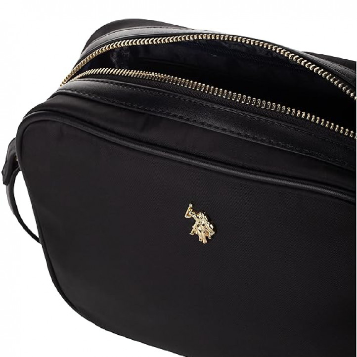 Bolso U.S. POLO ASSN. houston crossbody negro con detalles dorados - Querol online