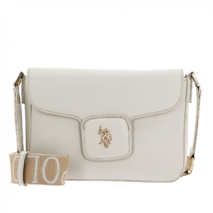 Bolso U.S. POLO ASSN. new mansion flap blanco con tira ancha - Querol online