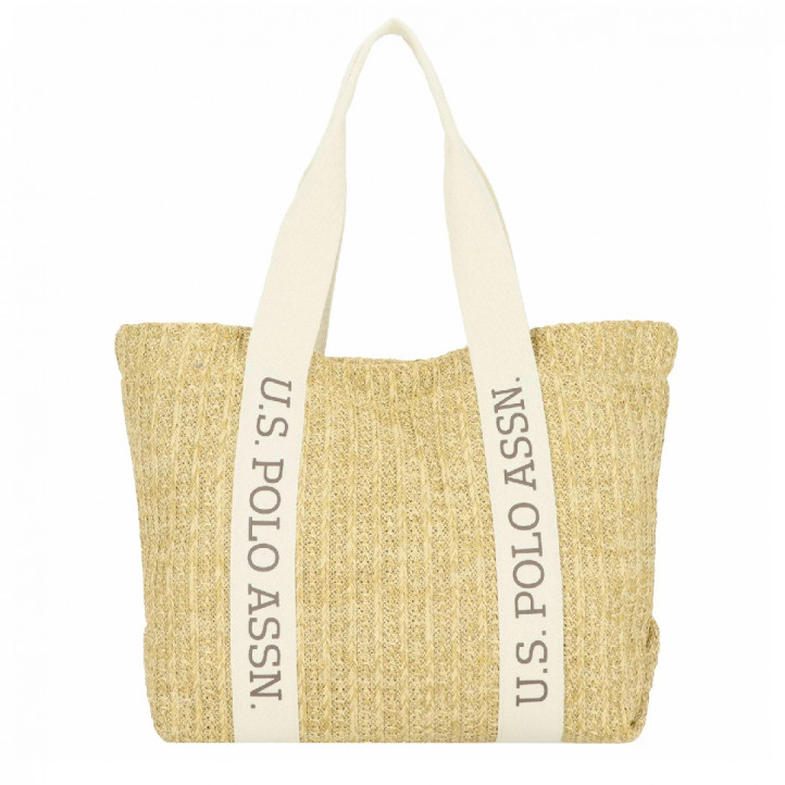 Bolso U.S. POLO ASSN. straw 03 natural con tira ancha en beige - Querol online