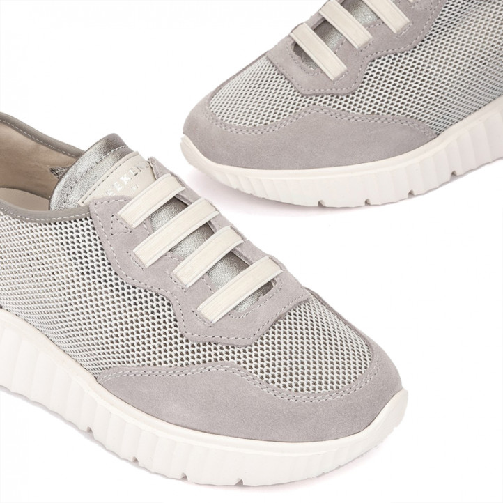 Zapatillas urban Weekend tulsa con rejilla y piel en color plata - Querol online