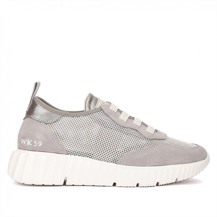 Zapatillas urban Weekend tulsa con rejilla y piel en color plata - Querol online