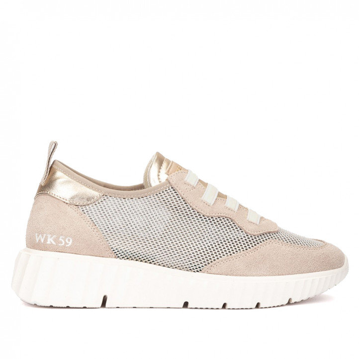 Zapatillas urban Weekend tulsa con rejilla y piel en color dorado - Querol online