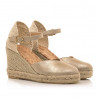 Alpargatas cuña Mustang louisa dorada de yute trenzado y pulsera al tobillo