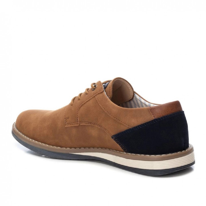 Zapatos vestir Xti camel con panel trasero azul de antelina - Querol online