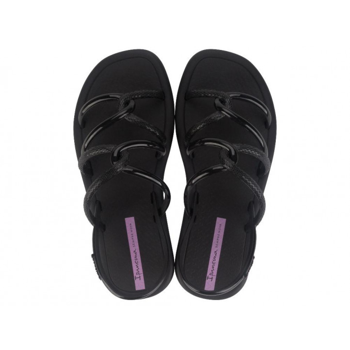 Chanclas Ipanema meu sol sandal ad negras y lilas con tiras entrecruzadas - Querol online