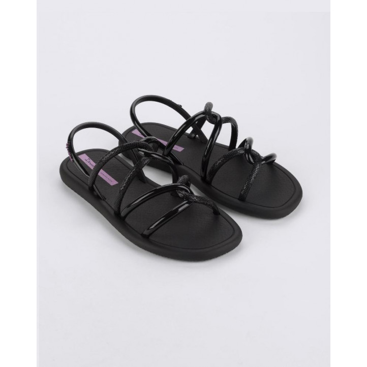 Chanclas Ipanema meu sol sandal ad negras y lilas con tiras entrecruzadas - Querol online