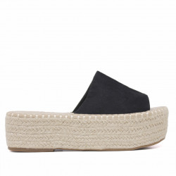 Sandalias plataformas negras con banda ancha frontal - Querol online