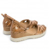 Sandalias cuña Porronet ebba troquelada taupe de piel