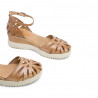 Sandalias cuña Porronet ebba troquelada taupe de piel