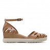 Sandalias cuña Porronet ebba troquelada taupe de piel