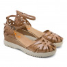 Sandalias cuña Porronet ebba troquelada taupe de piel