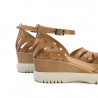 Sandalias cuña Porronet ebba troquelada taupe de piel