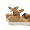 Sandalias cuña Porronet edith con pala grababa taupe de piel