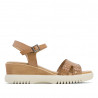 Sandalias cuña Porronet edith con pala grababa taupe de piel