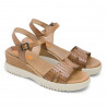 Sandalias cuña Porronet edith con pala grababa taupe de piel