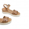Sandalias cuña Porronet edith con pala grababa taupe de piel