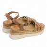 Sandalias cuña Porronet frida con tiras entrelazadas taupe de piel