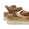 Sandalias cuña Porronet frida con tiras entrelazadas taupe de piel