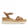 Sandalias cuña Porronet frida con tiras entrelazadas taupe de piel