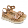Sandalias cuña Porronet frida con tiras entrelazadas taupe de piel