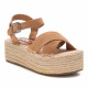 Sandalias plataformas Refresh con doble pala, pulsera marrón y suela de yute - Querol online