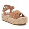 Sandalias plataformas Refresh con doble pala, pulsera marrón y suela de yute