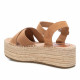 Sandalias plataformas Refresh con doble pala, pulsera marrón y suela de yute - Querol online