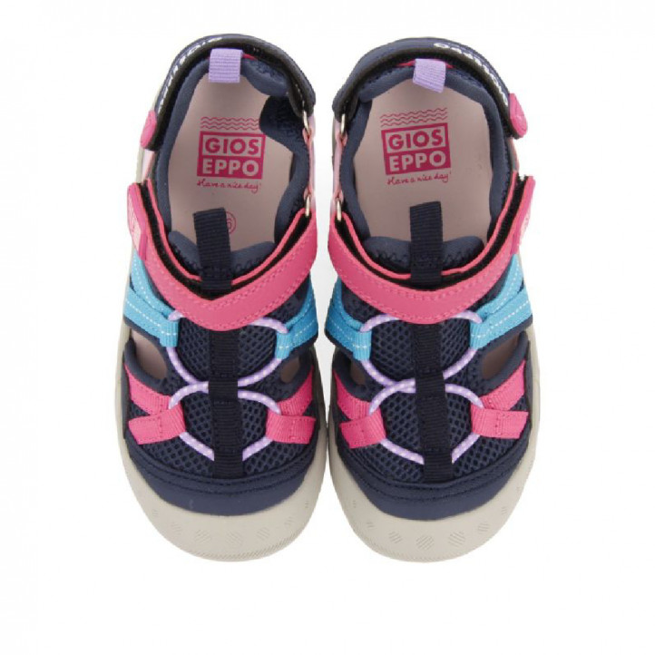 sandalias Gioseppo barfleur azules y rosas con doble velcro - Querol online