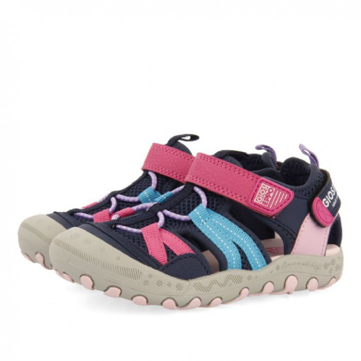 sandalias Gioseppo barfleur azules y rosas con doble velcro - Querol online