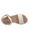 Sandalias QUETS! color crema con banda ancha frontal y cogidas al tobillo