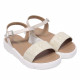 Sandalias QUETS! color crema con banda ancha frontal y cogidas al tobillo - Querol online