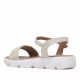 Sandalias QUETS! color crema con banda ancha frontal y cogidas al tobillo - Querol online