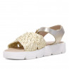 sandalias QUETS! doradas con bandas rafia cruzadas en empeine