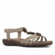 Sandalias planas Amarpies beige con tres piedras de madera frontales - Querol online