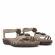 Sandalias planas Amarpies beige con tres piedras de madera frontales - Querol online