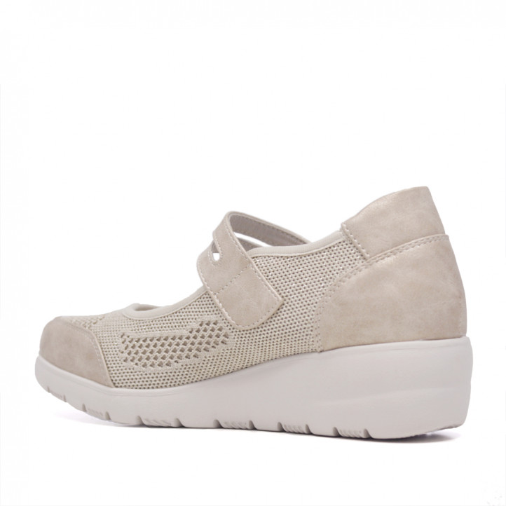 Zapatos cuña tipo mercedita ultra confort color beige - Querol online