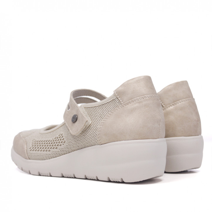 Zapatos cuña tipo mercedita ultra confort color beige - Querol online