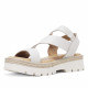 Sandalias planas Redlove Alba con bandas cogidas al tobillo de piel color hueso - Querol online