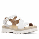 Sandalias planas Redlove Alba con bandas cogidas al tobillo de piel color hueso - Querol online