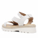 Sandalias planas Redlove Alba con bandas cogidas al tobillo de piel color hueso - Querol online