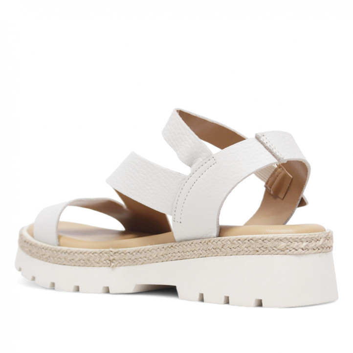 Sandalias planas Redlove Alba con bandas cogidas al tobillo de piel color hueso - Querol online