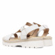 Sandalias planas Redlove Alba con bandas cogidas al tobillo de piel color hueso - Querol online