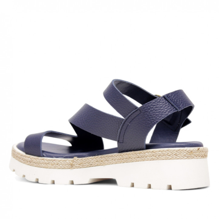 Sandalias planas Redlove Alba con bandas cogidas al tobillo de piel azules - Querol online