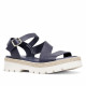 Sandalias planas Redlove Alba con bandas cogidas al tobillo de piel azules - Querol online