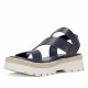 Sandalias planas Redlove Alba con bandas cogidas al tobillo de piel azules - Querol online