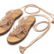 Sandalias planas Mustang beige de crochet atadas al tobillo maria - Querol online