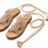 Sandalias planas Mustang beige de crochet atadas al tobillo maria